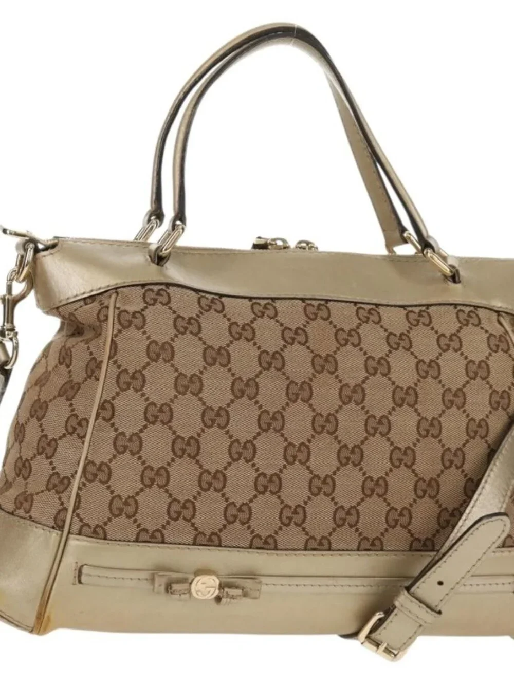 GUCCI GG Canvas Hand Bag 2way Beige Gold 269894 Auth 158077 - Picture 1 of 16